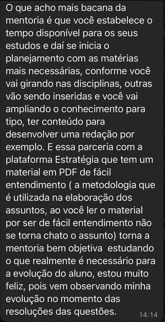 Depoimento de aluno