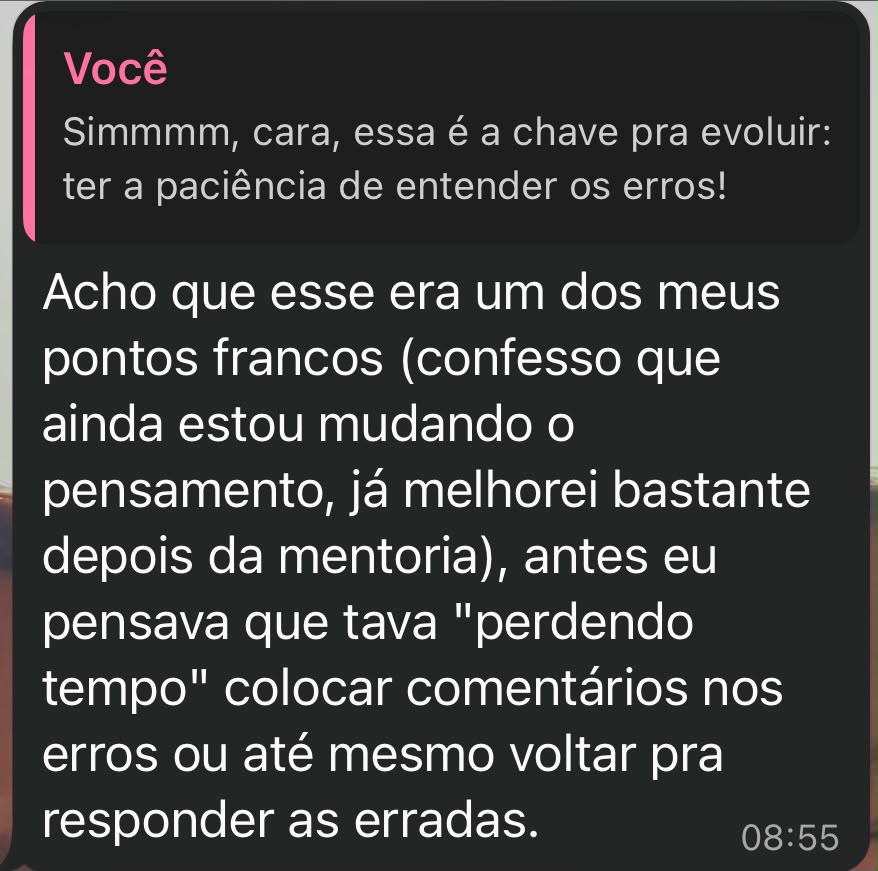 Depoimento de aluno