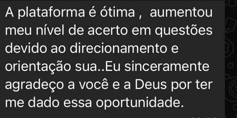 Mensagem de aluna da área de controle