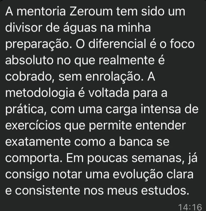Mensagem de aluno da área de controle